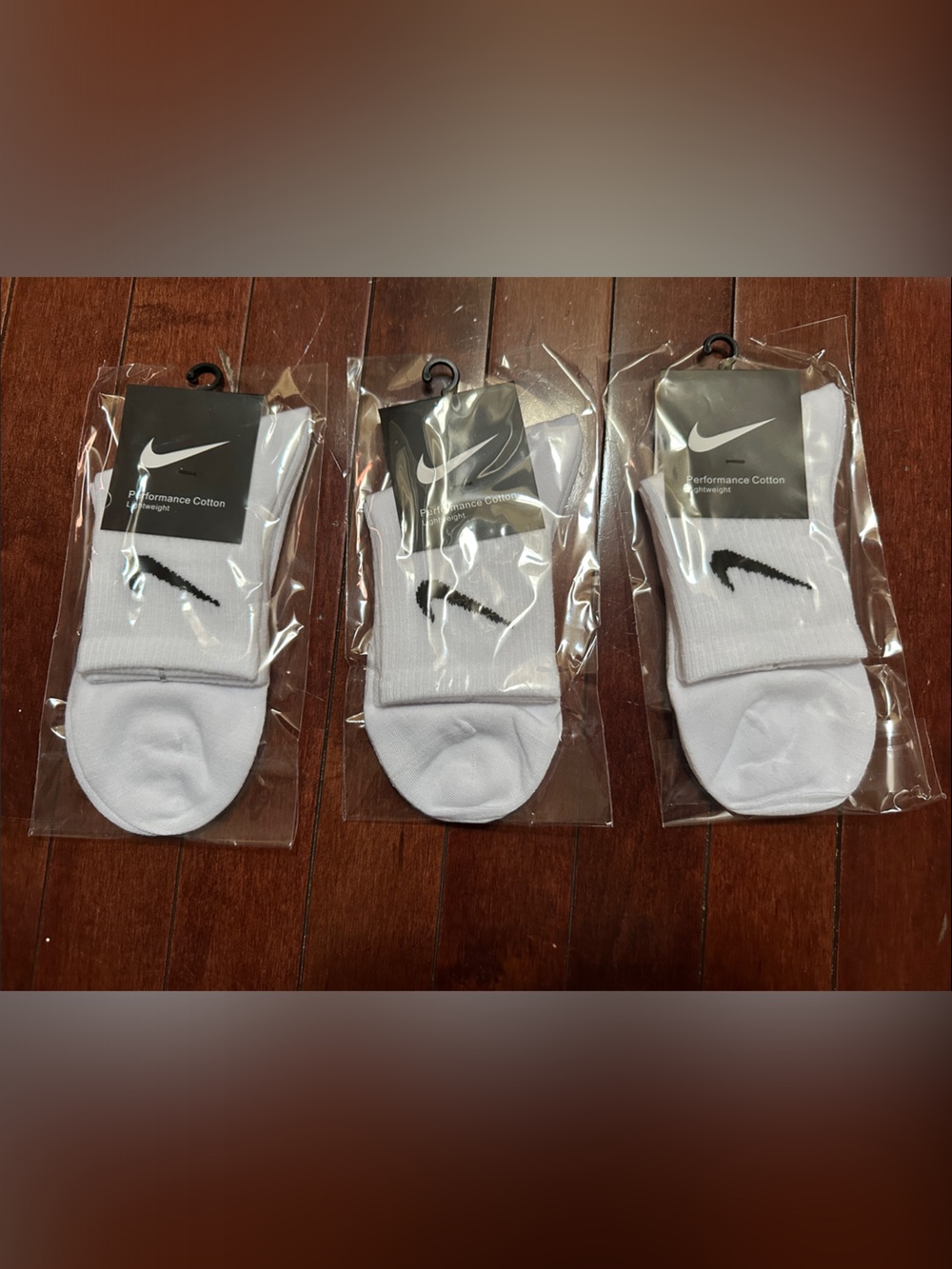 Nike White Low-Cut Athletic Socks with Black Swoosh - 3 Pack
